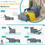 AECOJOY 3-in-1-Schlafsofa-Sessel mit Kissen und verstellbarer Rückenlehne