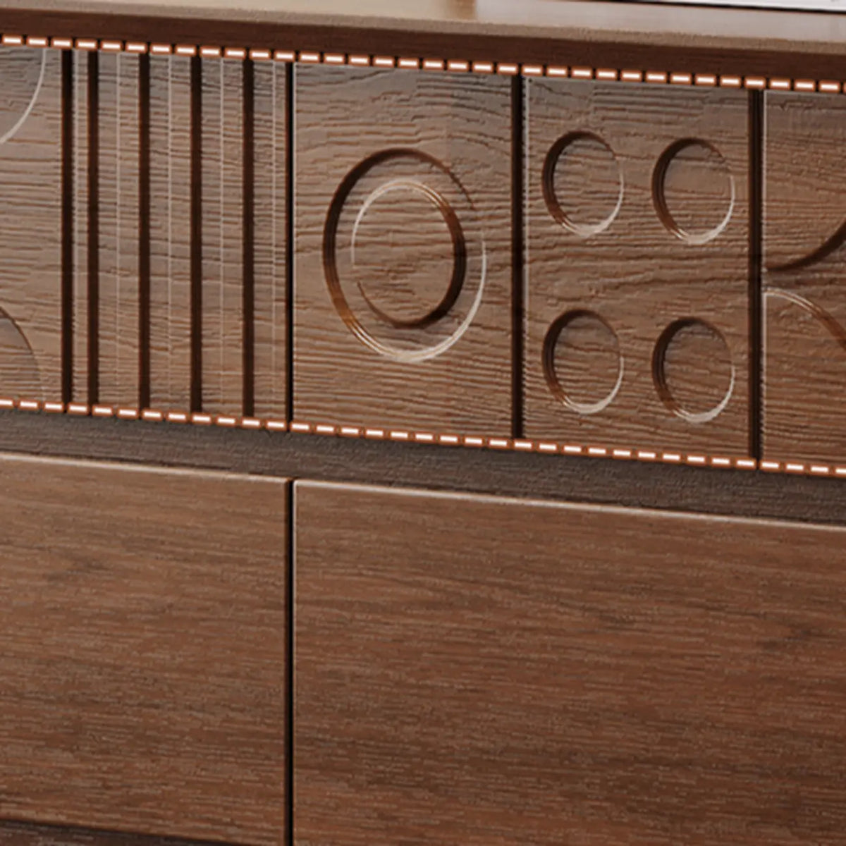 Von Art déco inspirierte Holzkommode mit geometrischen Schnitzereien