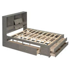 Platformbed voor een tweepersoonsmatras met opbergplank en 8 laden, eenvoudig te monteren