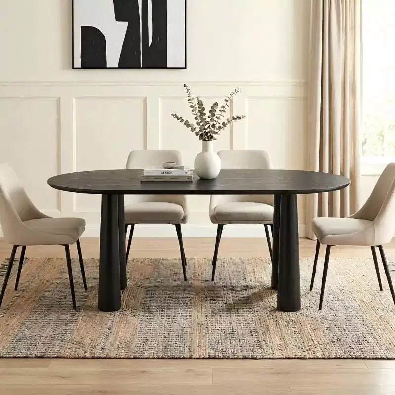 Dovelina ovale houten eettafel van 67 met 4 poten, moderne keukentafel voor 6 personen