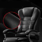 Ergonomischer schwarzer Drehbürostuhl aus Leder mit Fußstütze