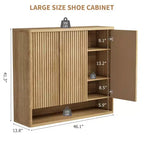 Meuble à chaussures avec porte à cannelures et étagères réglables pour l’entrée ou le salon