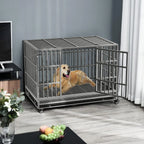 Cage pour chien BOSSIN robuste et indestructible de 48/38 po, chenil anti-fugue avec roulettes verrouillables