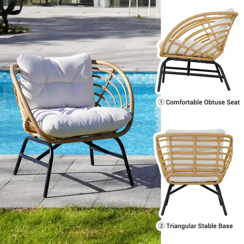 Ensemble de terrasse en rotin tressé GRANDPATIO de 5 pièces avec causeuse