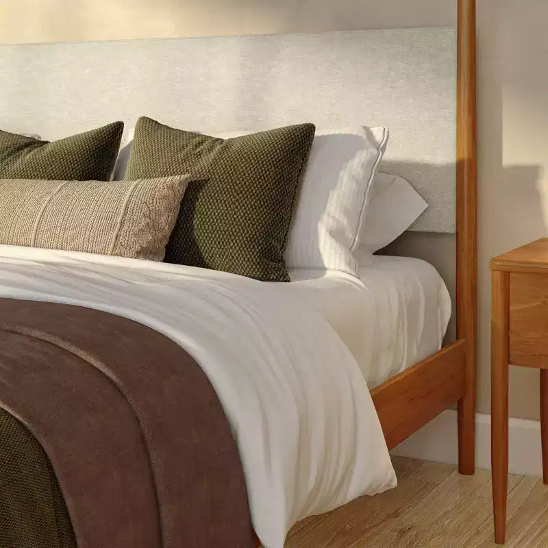 Harbor-Himmelbett in Kingsize mit gepolstertem Kopfteil, Blond/Swiss Coffee (MD2411-01)