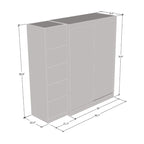 Armoire à 2 portes avec miroir, façade en verre, pour 2 personnes (gris / noir / blanc)