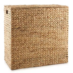 Panier à linge Casafield à 2 compartiments avec couvercle et sacs doublures amovibles, trieur de linge tressé en jacinthe d’eau pour vêtements