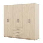 Armoire de rangement en bois à 6 portes avec 3 grands tiroirs pour chambre