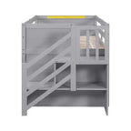 Lit mezzanine bas une place en bois massif, 94,6 L x 42,3 l, avec escalier, tiroir et étagère, design moderne et épuré