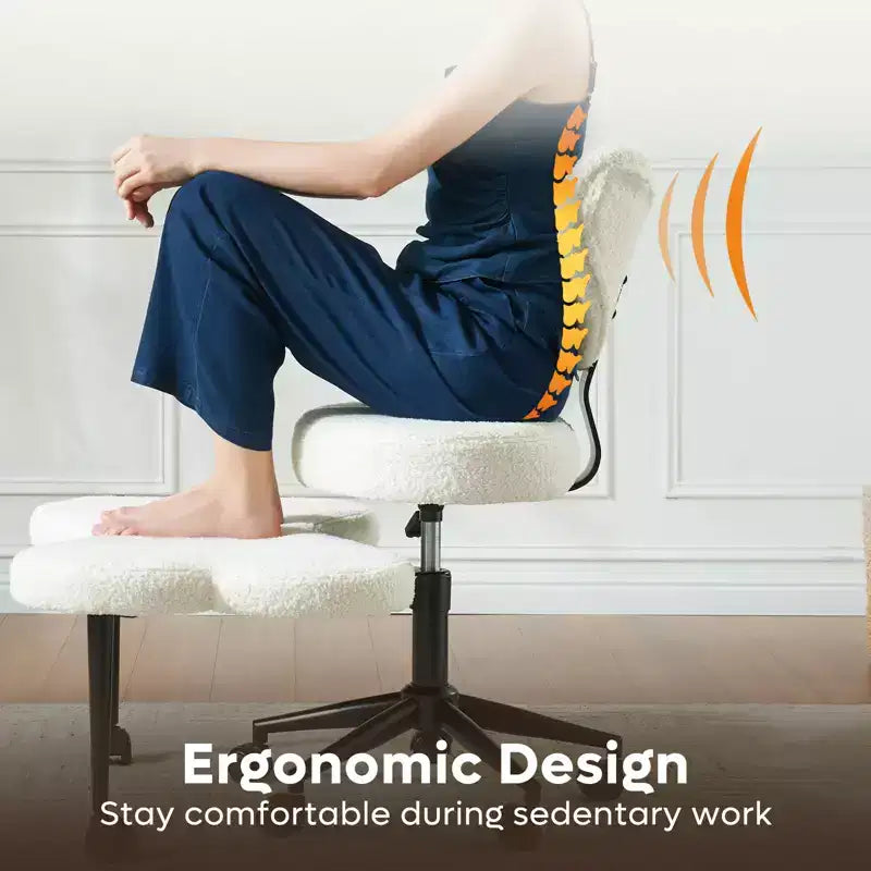 Pinmoco ergonomischer Bürostuhl mit gekreuzter Sitzfläche, höhenverstellbarer Meditationsstuhl, um 360° drehbar, Lordosenstütze, Arbeits- und Bürostuhl, ADHD-Stuhl