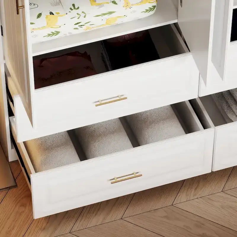 Armoire-penderie de 93,9/74,2 pouces de hauteur avec espace de suspension, tiroirs et rangements
