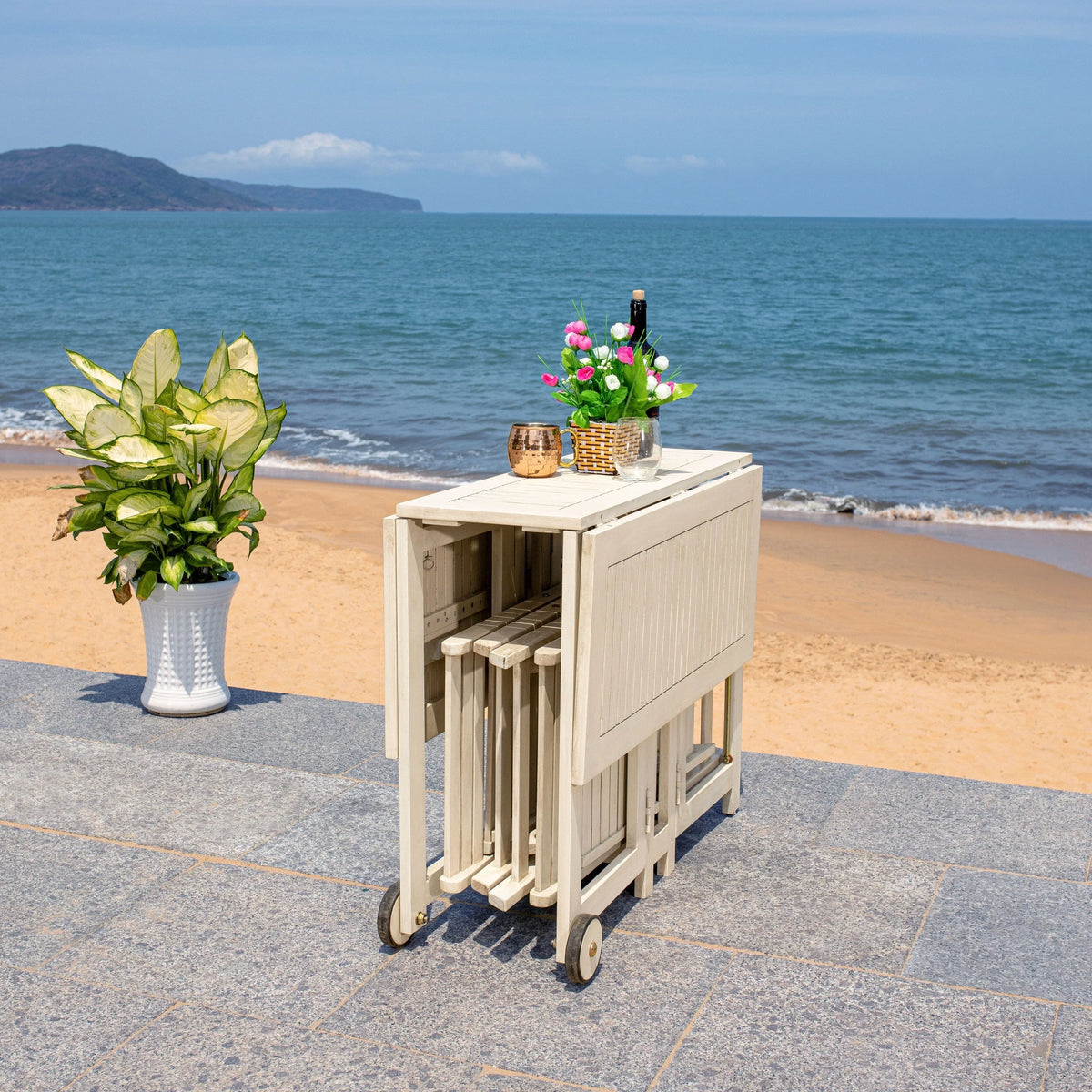 SAFAVIEH Brandy 5-teiliges Outdoor-Esszimmerset – 43 B x 35 T x 29 H