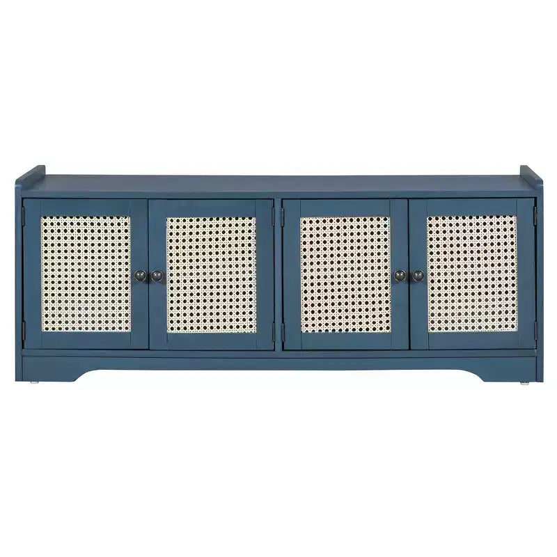 Banc de rangement rustique en bois Whisen, banc à chaussures pour entrée avec coussin amovible et étagères réglables