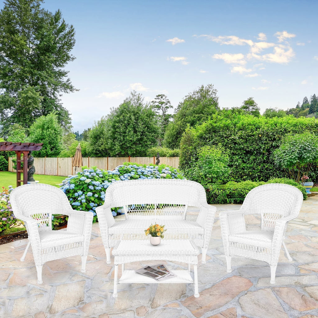 4-teiliges Sitzgruppen-Set aus Korbgeflecht für die Terrasse