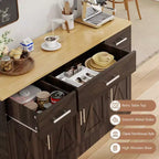 Buffet de rangement Celebalcony, grand meuble de cuisine de 53,4 pouces avec 3 tiroirs et 4 portes, étagère réglable pour la cuisine et le salon