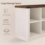 8 Cube Storage Organizer Bookshelf, Farmhouse Horizontal Bookcase, 62 Inch Wood Storage Bookcase for Entryway, Long Low Bookshelves for Living Room
