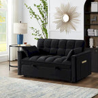 Loveseat-Schlafsofa 4-in-1 mit Armlehnen und Aufbewahrungstaschen, multifunktionales getuftetes Ausziehsofa mit verstellbarer Rückenlehne