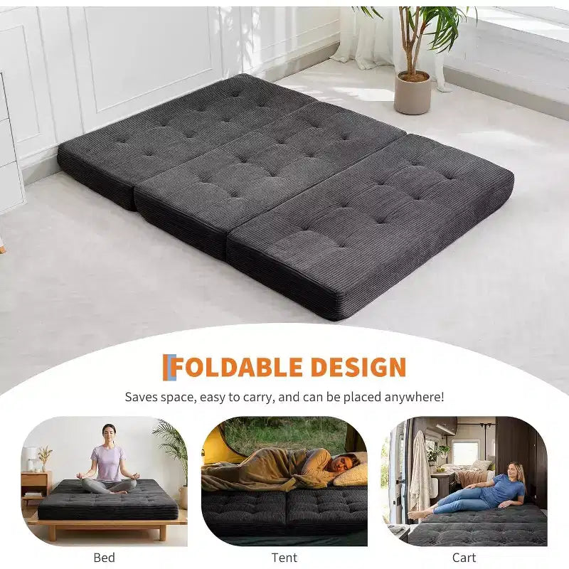 39x75 dreifach faltbares Schlafsofa aus Memoryschaum, 6-fach gesteppte Matratze
