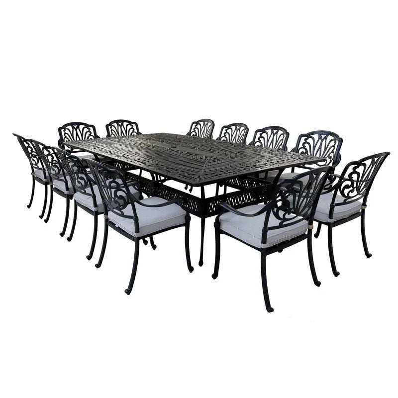 13-teiliges Esszimmer-Set aus Aluminium in Gunmetal von Havenside Home, Manasquan