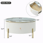 31.5 Modern Round Coffee Table with Large Drawer Storage