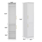 Famapy luxuriöser weißer modularer Kleiderschrank mit goldenen Beschlägen: Türen mit Paneelen und Design mit gemischten Türen – eleganter maßgefertigter Kleiderschrank für Schlafzimmer