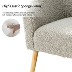 Sheila Modern 30 W Boucle Armchair with Solid Wood Legs Set of 2 by HULALA HOME