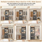 Besiost Holz-Kleiderschrank-Organizersystem für 1,2–2,7 m mit 4 Schubladen, 4 Kleiderstangen und Regaltürmen