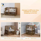 JOYMOR 8 in 1 Convertible Crib, Include 2 Mattress, Converts to Bassinet, Mid Crib, Full Size Crib, Daybed,Toddler Bed and Playard
