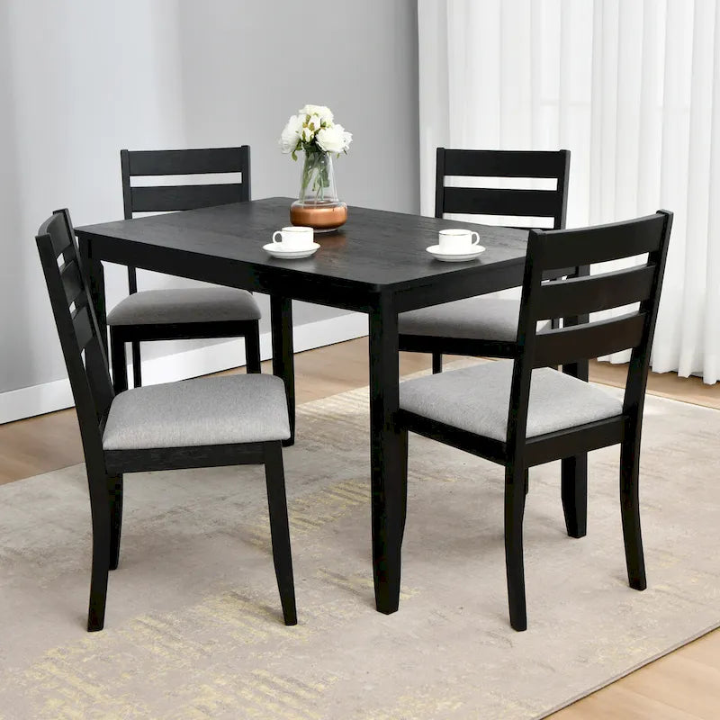 Ensemble de 4 chaises de salle à manger en bois avec dossier à barreaux