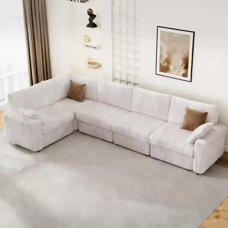 Canapé sectionnel modulaire en velours côtelé Dyonery avec housses lavables