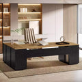Grand bureau de direction en L Lantine 85.8, bureau d’ordinateur extra-large avec tiroirs pour dossiers, pour bureau à domicile