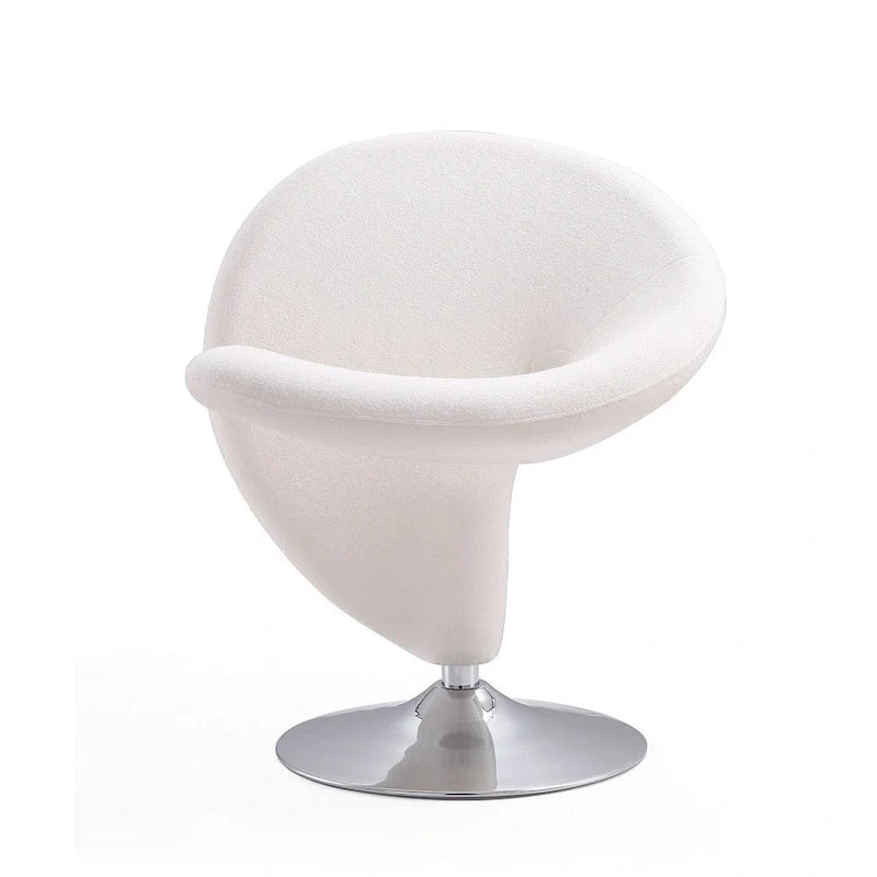 Fauteuil d’appoint pivotant Manhattan Comfort Curl en chrome et mélange de laine (lot de 2)