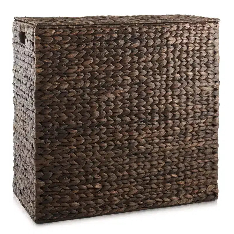 Panier à linge Casafield à 2 compartiments avec couvercle et sacs doublures amovibles, trieur de linge tressé en jacinthe d’eau pour vêtements