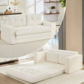 Mjkone 71' 2-in-1 slaapbank, opvouwbare loveseat met geribde stof en knopen, ruimtebesparend