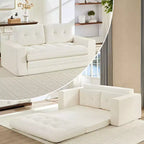 Mjkone 71' 2-in-1 slaapbank, opvouwbare loveseat met geribde stof en knopen, ruimtebesparend