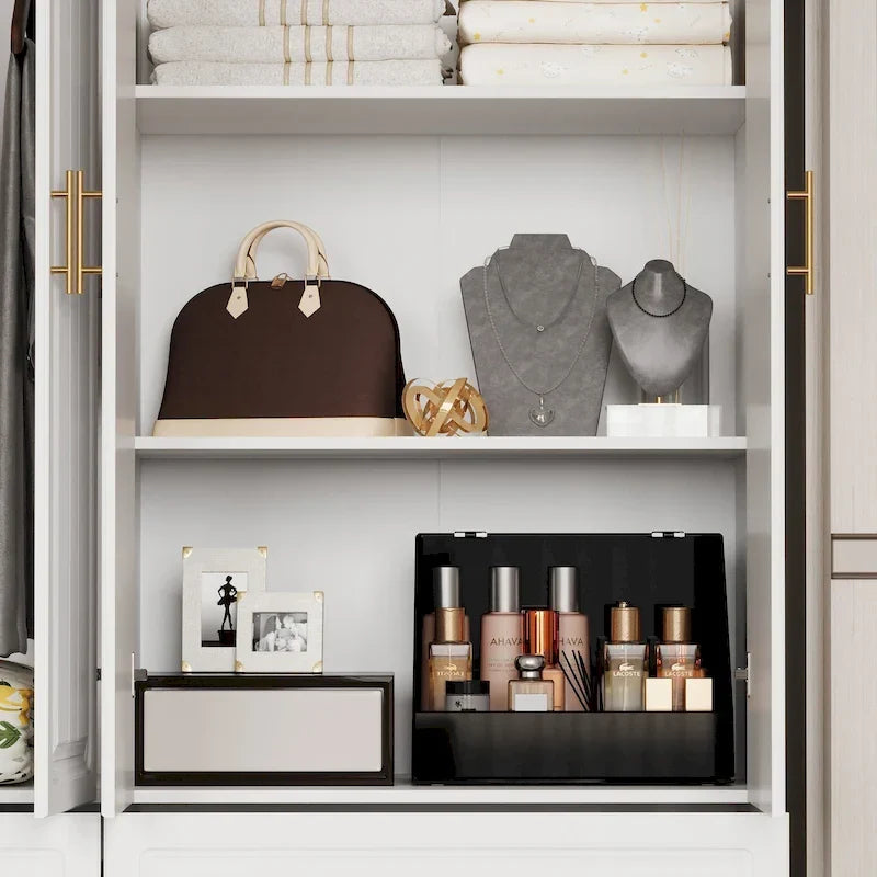 Armoire-penderie de 93,9/74,2 pouces de hauteur avec espace de suspension, tiroirs et rangements