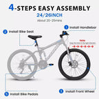 Okak 26-Zoll-Mountainbike mit Scheibenbremsen, 21-Gang-Fahrrad für Erwachsene mit robustem Rahmen und doppelter hinterer Federung, Fahrrad für das Fahren auf städtischen Straßen