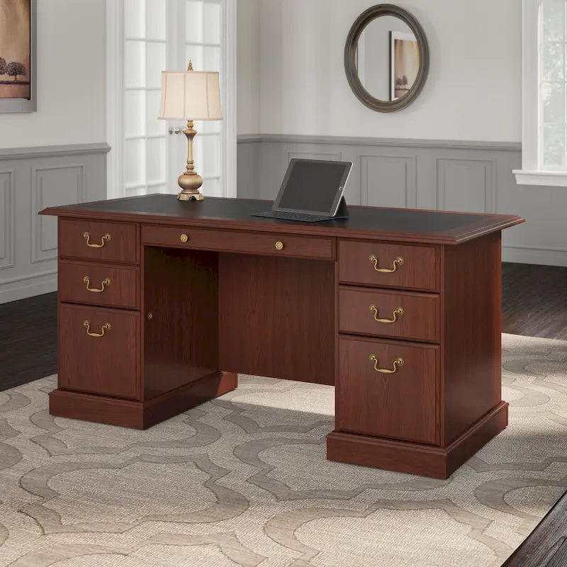 Bush Furniture Saratoga Schreibtisch für Führungskräfte mit Schubladen und Stauraum
