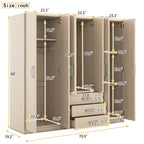 Armoire de rangement en bois à 6 portes avec 3 grands tiroirs pour chambre