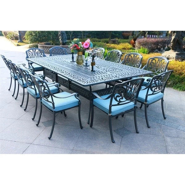 13-teiliges Esszimmer-Set aus Aluminium in Gunmetal von Havenside Home, Manasquan