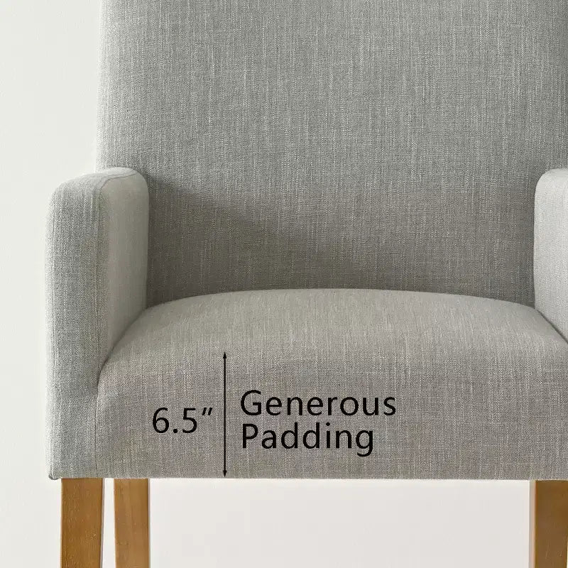 Set van 6 gestoffeerde eetkamerstoelen met armleuningen, moderne linnen fauteuils met houten poten, accentstoelen voor eetkamer en woonkamer - Panipeachy