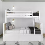 Max & Lily Bunk Bed Twin over Full with Trundle, Solid Wood Scandinavian Style Bunk Beds for Kids