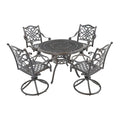 Ensemble de salle à manger de patio en aluminium moulé en 5 pièces avec 4 chaises pivotantes