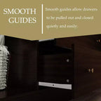 Armoire Hitow avec 2 grands tiroirs, espace central pour vêtements suspendus et miroir, style minimaliste