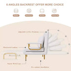 Canapé-lit pliant 3-en-1, fauteuil convertible avec dossier réglable en 5 positions et coussin, couchage gain de place pour salon, chambre et bureau (blanc)