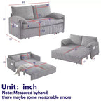 64,5 3-in-1-Schlafsofa aus Cord mit ausziehbarem Bett