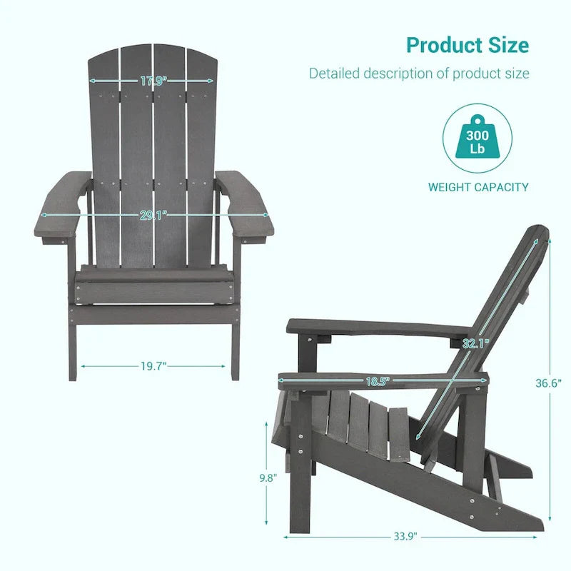 Bonosuki weerbestendige Adirondackstoelen van hout voor buiten, set van 4