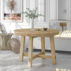 Table de salle à manger ronde extensible de style champêtre avec rallonge de 16 po, table de cuisine en bois