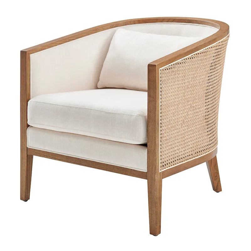 Tillman Akzentstuhl aus Leinen mit Rattan
