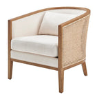 Tillman Akzentstuhl aus Leinen mit Rattan